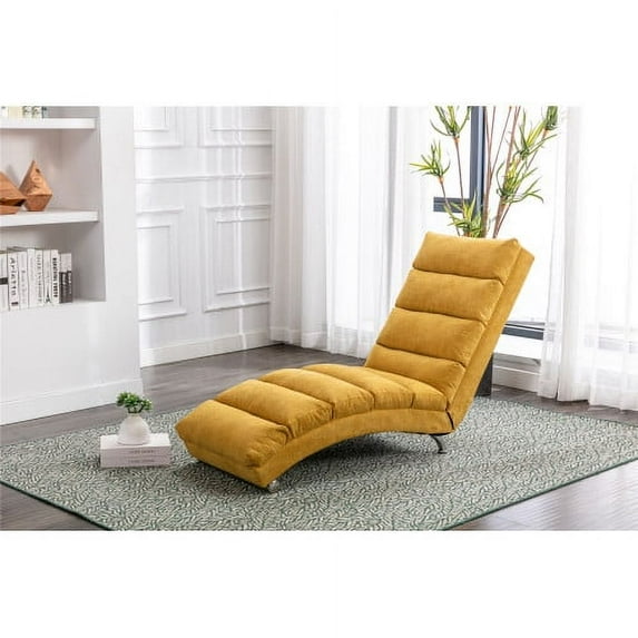 Massage Linen Chaise, Lounge Indoor Chair, Electric Recliner Chair, Sleeper Chair, Upholstered Lounge Sofa, Modern Long Lounger, for Office Bedroom or Living Room, Mustard