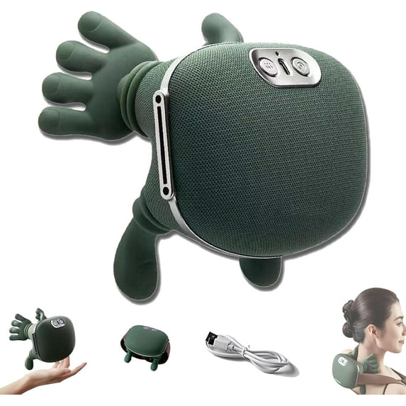 Massage Master for Shoulder,Neck Massager Pillow,Bionic Heated Massager, Wireless Portable Shiatsu Neck and Back Massager, Electric Deep Tissue 4D Kneading Massage to Men Women (Green)