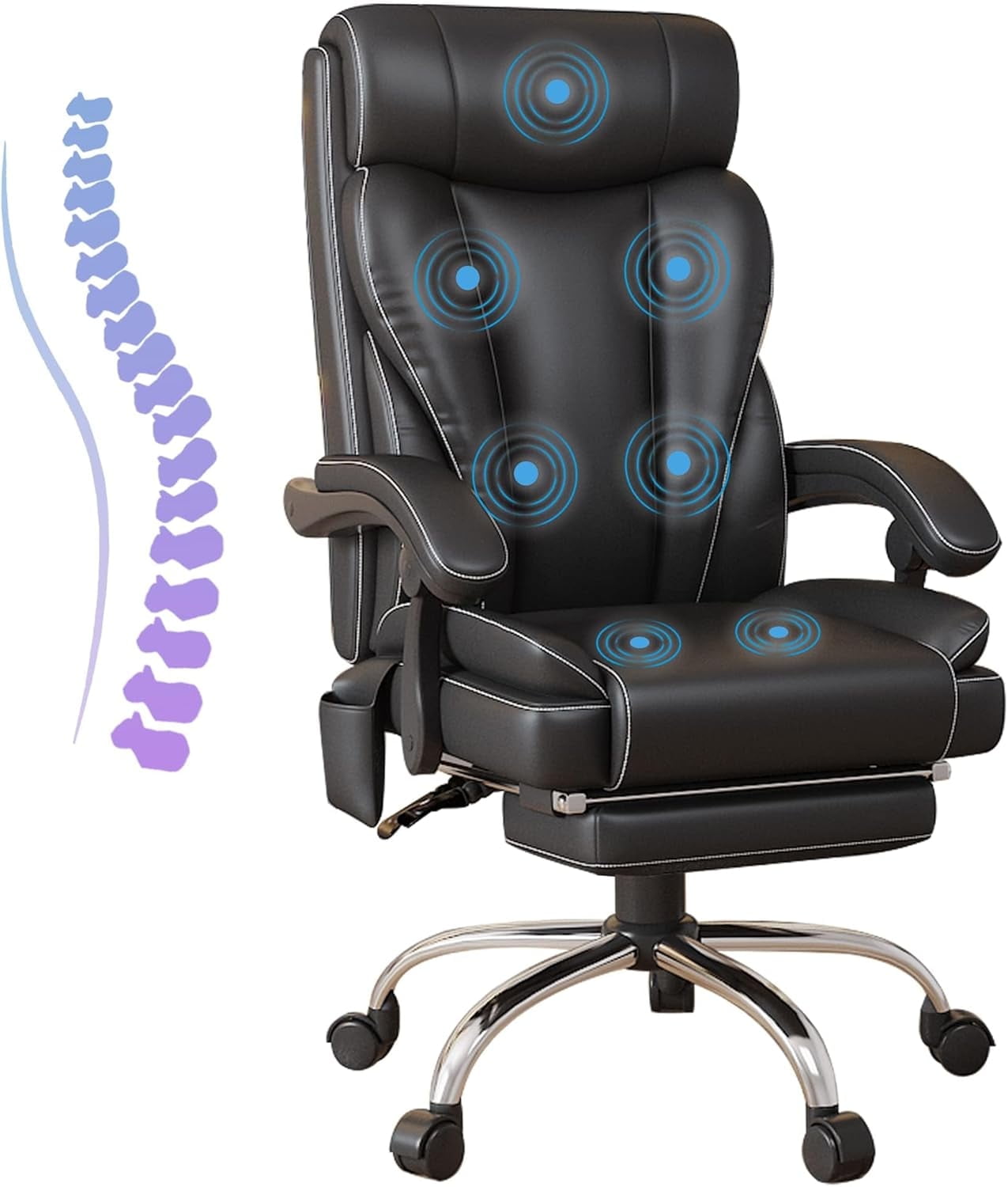 Eliantte Reclining Massage Office Chair with 7 Points Vibration and Wheels, Home Office Desk Chairs, 350lb
