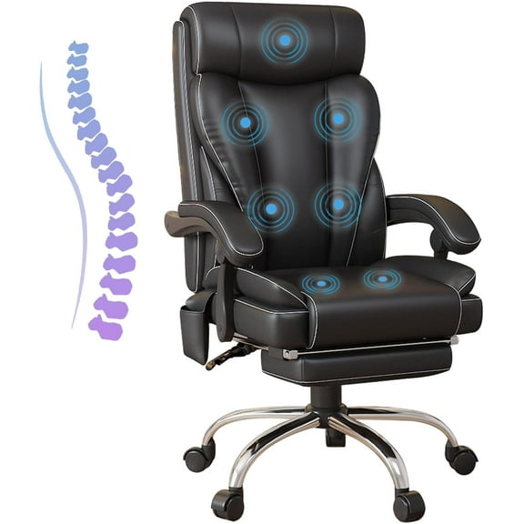 Eliantte Reclining Massage Office Chair with 7 Points Vibration and Wheels, Home Office Desk Chairs, 350lb