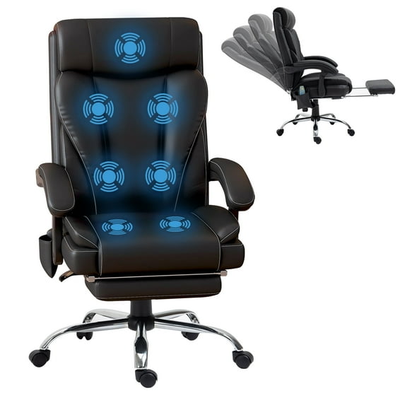 Massage Office Chair Big and Tall Desk Chairs with Wheels 350lb Comfortable Lumbar Support Computer Chair Ergonomic Executive High Back PU Leather Work Chair for Adults Women