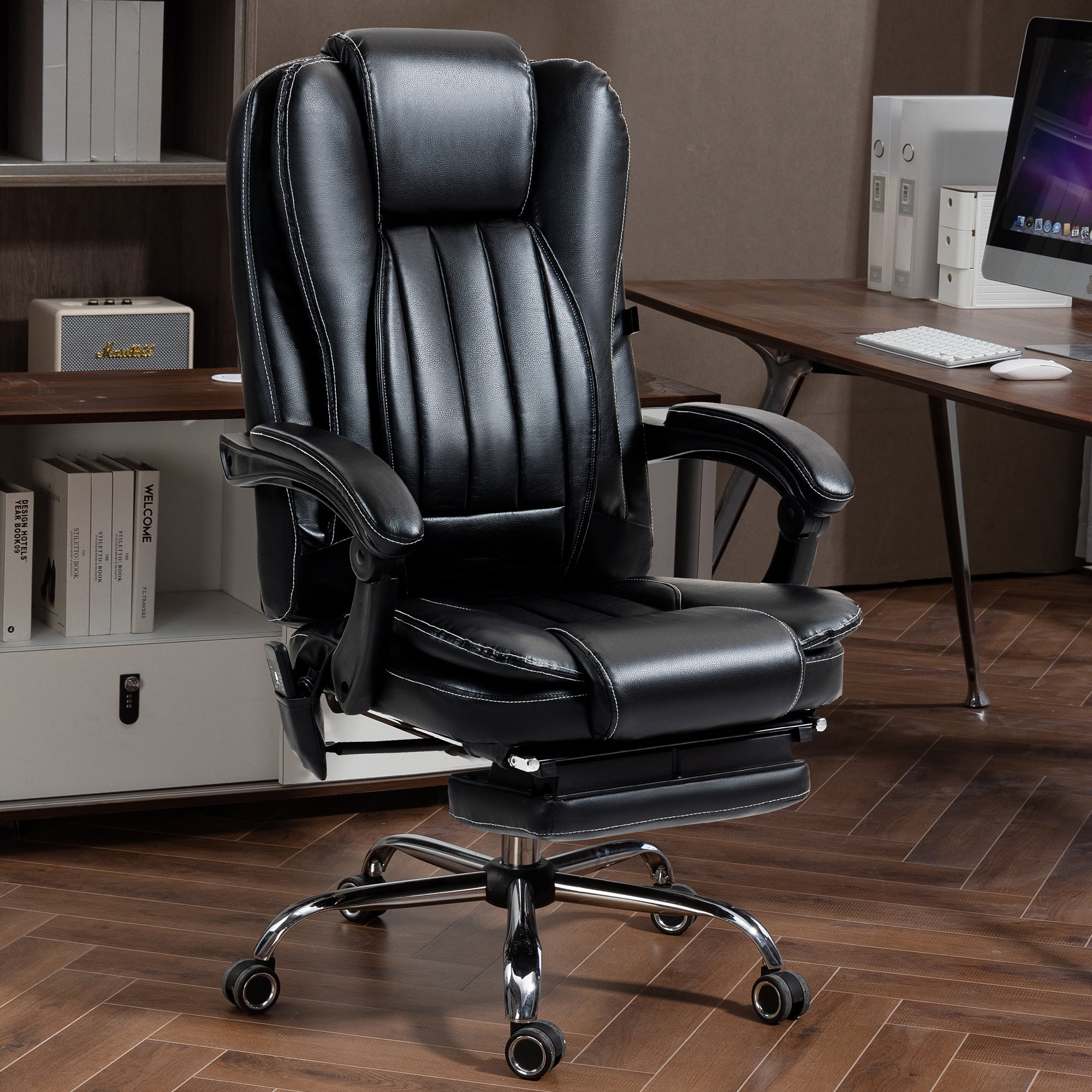 Massage Office Chair With Footrest, 160° Reclining Ergonomic