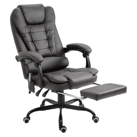 Massage Office Chair Gray - Vibration Reclining Desk Chair with Footrest