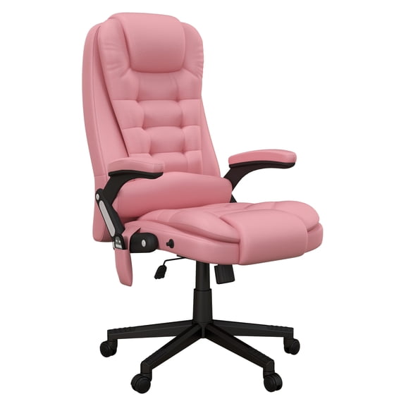 Massage Office Chair, Heated Recliner with Vibration, Adjustable Height, Pink Gaming Chair