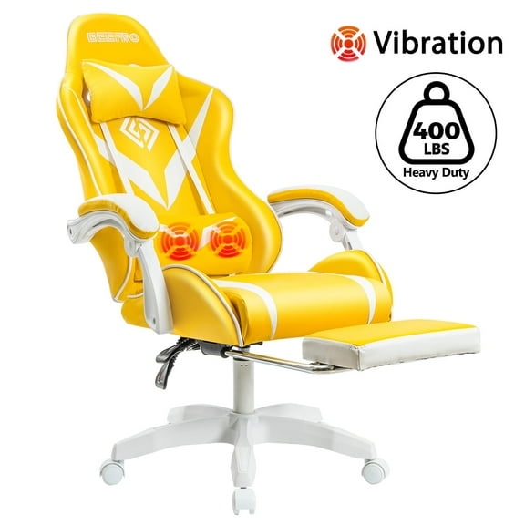 Massage Office Chair PC Gaming Chair with Massage Lumbar and Footrest, Leather Office Chair with Linkage Armrest, Thick Cushion PU Leather, 135 Degree Reclining High Back Chair for Adult and Teens