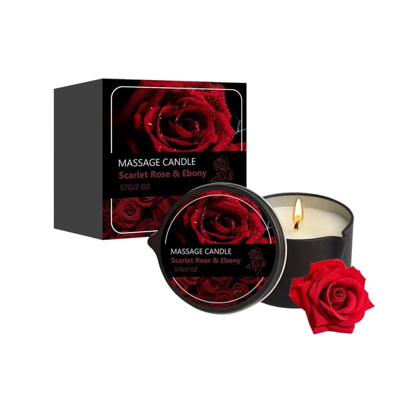 Massage Oil Candle with Natural Rose Aromatherapy Scent Long Lasting Relaxing Body Oil Candle for Couples Date Night Private Spa Bedroom Decor
