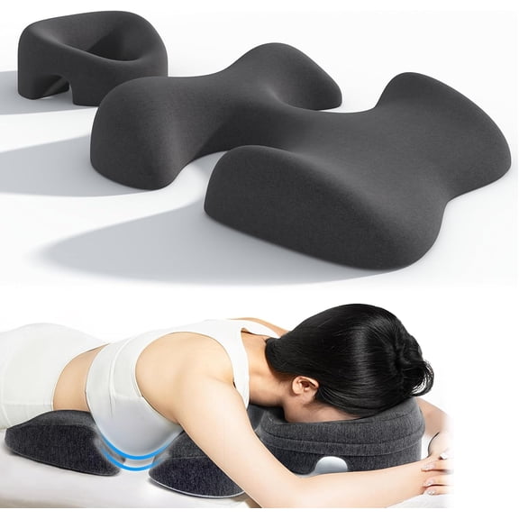 Massage Pillow for Face Down, Memory Foam Breast Pillow & Body Positioning Cushion for Massage Table, Comfortable Breathing Hole Design with Non-Slip Bottom, Home Spa Head Chest Support, Dark Gray