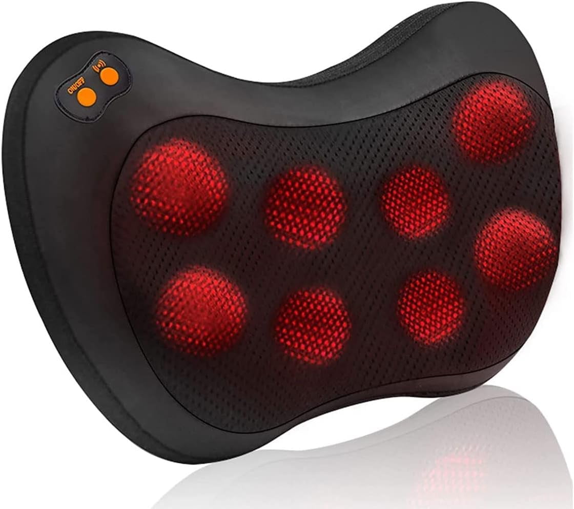Massage Pillow with Heat -Deep Kneading Neck Shoulder Lumbar Calf Leg Foot Back Massager for Home Office and Car, Gifts for Men Woman