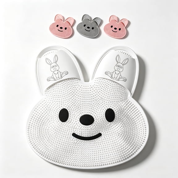 Massage Rabbit Bath Floor Mat, Large Size Anti-Slip Massage Footmat, Foot Scrubber Mattlarge with Non-Slip Suction Cups