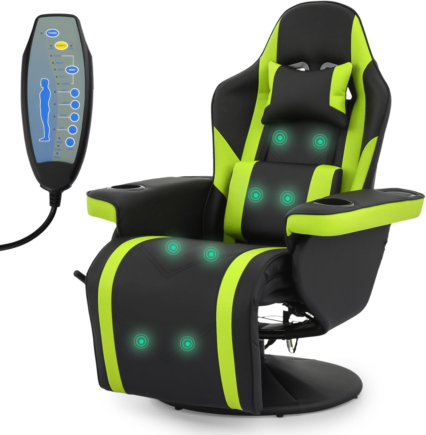 Athena Collection Ergonomic Gaming Chair – Recliner With Footrest, Cup Holder, Lumbar Pillow & Headrest, PU Leather Office Chair (300 Lb Capacity)