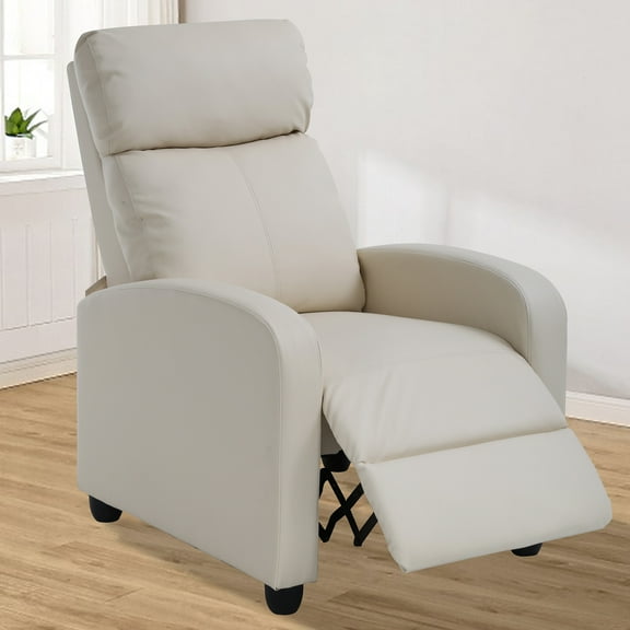 Massage Recliner Chair PU Leather Recliner Chair, Recliner Sofa for Adults, Home Theater Seating with Lumbar Support, Bedroom Living Room Chair with Padded Seat Backrest, Beige