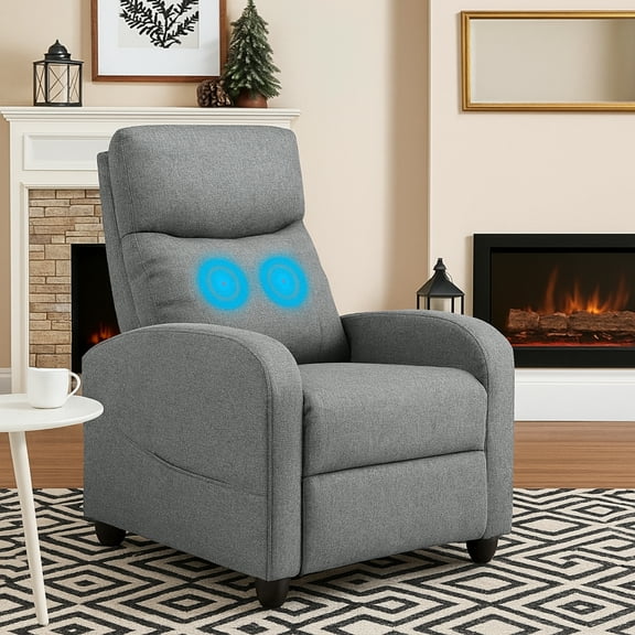 Massage Recliner Chair for Adults, Fabric Home Theater Seating with Lumbar Support, Adjustable Backrest and Footrest for Living Room, Gray