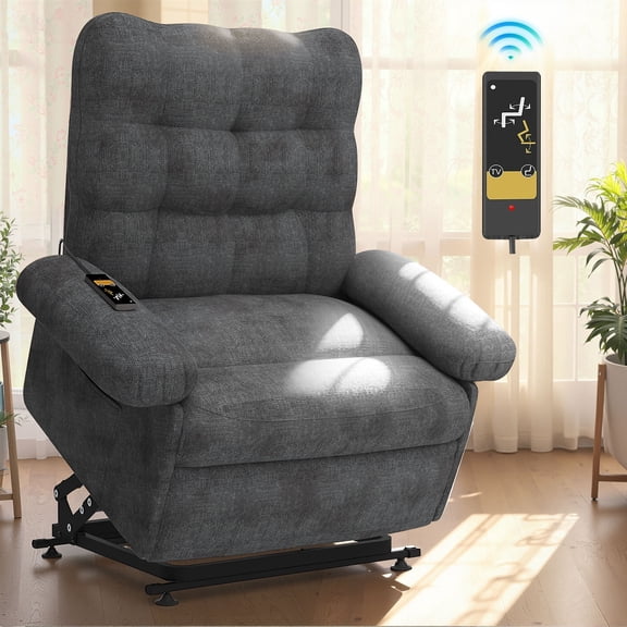 Segmart Home Fabric Recliner Reclining Chair with Remote Control, Heavy Duty 300lbs Antiskid Chenille Fabric for Elderly, 2 Motors Modern Sofa Home Theater Seating for Living Room Bedroom, Gray