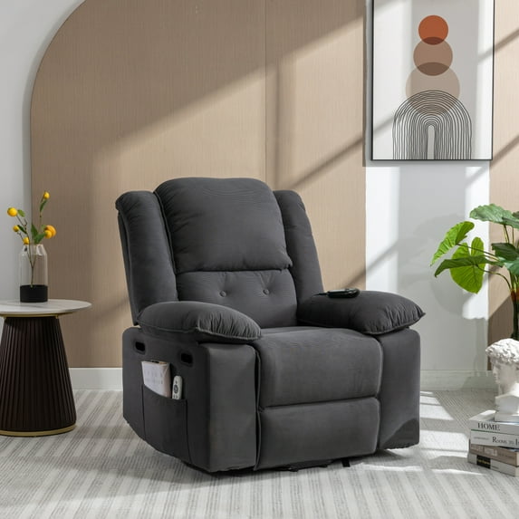 Massage Recliner,Power Lift Chair for Elderly with Adjustable Massage and Heating Function,Recliner Chair with Infinite Position and Side Pocket for Living Room(Old SKU:WF308781AAA) ,Beige