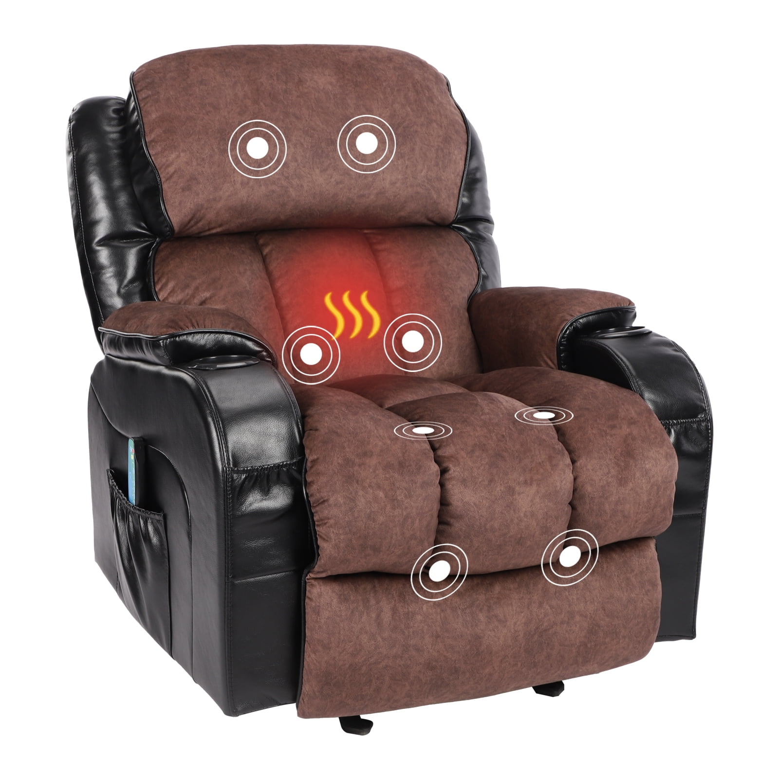 Massage Recliner Sofa with Remote Control, Single PU Leather Ergonomic