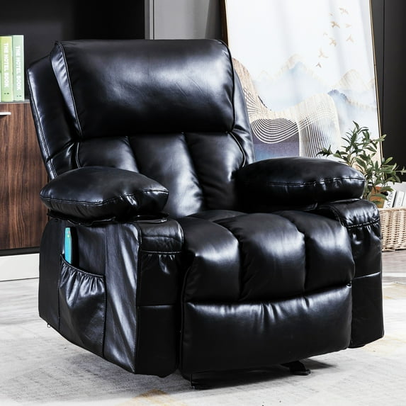 SEGMART Recliner Chair with Remote Control for Adults, PU Leather Single Recliner Chair w/ Bread-Type Thick Handrail & Side Pocket, for Home, Living Room, Lounge, 330lbs, S12548