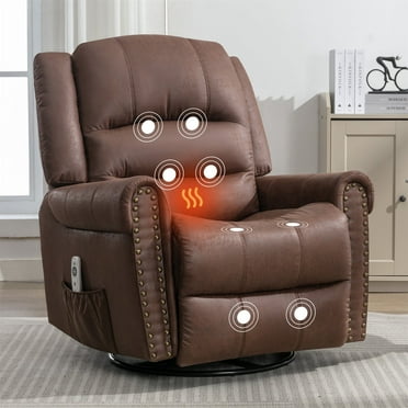 MEETWARM Massage Swivel Rocker Recliner with Heat and Vibration, Manual ...