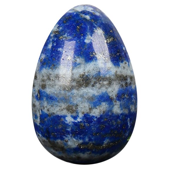 Massage Roller Eggs, 2 Inch Lapis Lazuli Stone, Deep Blue Gold Flecked Texture, Crystal Collection Showcase Shelf Arrangement, Qtmrj