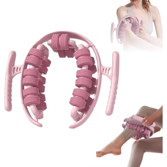 Massage Roller for Legs - Lymphatic Drainage Massager, Cellulite Massage Roller, 28 Rollers Deep Tissue Muscle Leg Massagers for Leg Arm Tennis Elbow Muscle Relaxation (Pink)