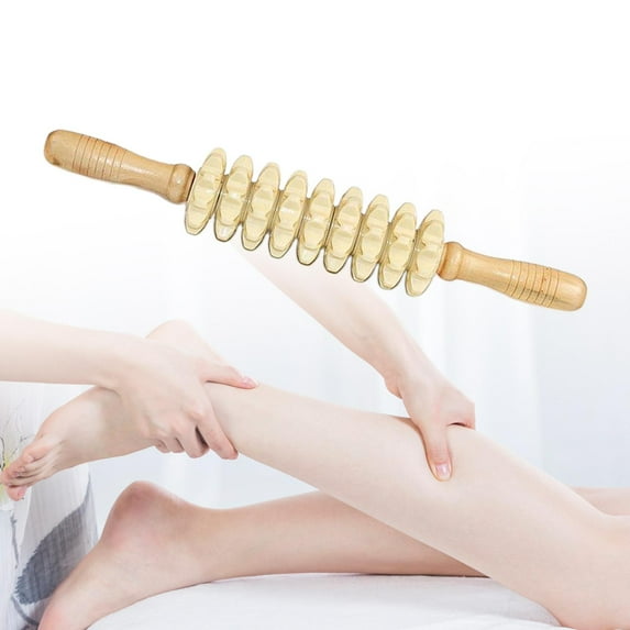 Massage Roller Muscle Abdomen,Handheld Roller Massager Stick Leg Back,Manual Wood Massage Tool Belly Shoulders,Multifunctional 9 Wheels
