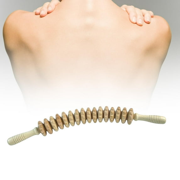 Massage Roller,Wooden Massage Roller Waist Thigh Body,Massage Roller Muscle Abdomen,Handheld Roller Massager Stick Leg Back Multifunctional 16 Wheels