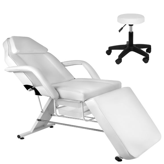 Massage Salon Tattoo Bed with Rolling Stool, Adjustable Facial Bed, Lash Massage Table 3 Fold Height Adjustable for Salon Lash Tattoo Grooming