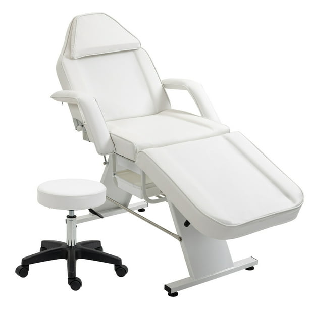 Massage Salon Tattoo Chair with 2 Trays Esthetician Bed with Hydraulic Stool Multi Purpose 3 Section Facial Bed Table Adjustable Beauty Barber Spa Beauty Equipment White Walmart Business Supplies
