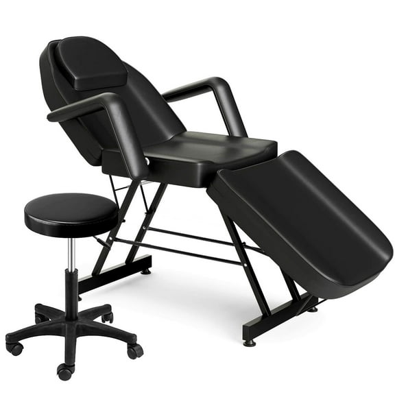 Massage Salon Tattoo Chair Bed, Adjustable Massage Table with Hydraulic Stool, Facial Lash Bed Professional Esthetician Bed for Spa Beauty Treatment Max Weight Capacity 500lbs, Black