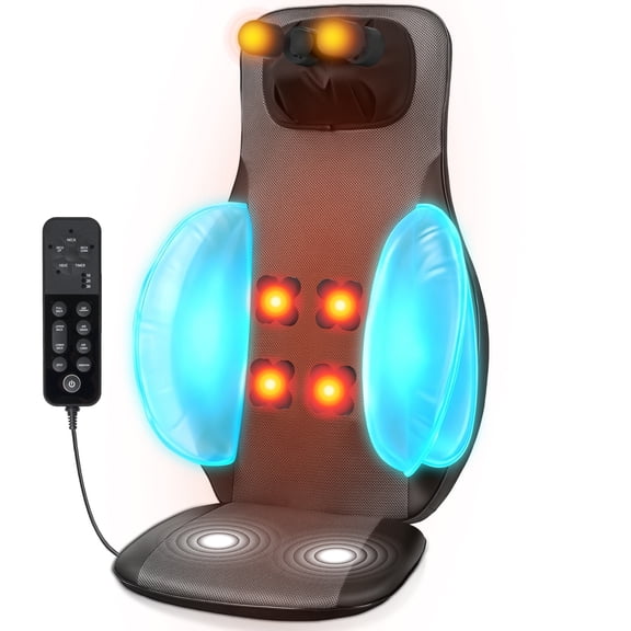 MaxKare Massage Seat Cushion with Heat for Back Pain Relief, Massager Pad with Vibration, for Chair, Sofa, Black
