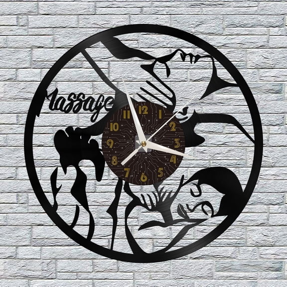 Massage Service Vinyl Wall Clock, Vinyl Record Clock Wall Art Silent & Non-ticking(12 inchs C)