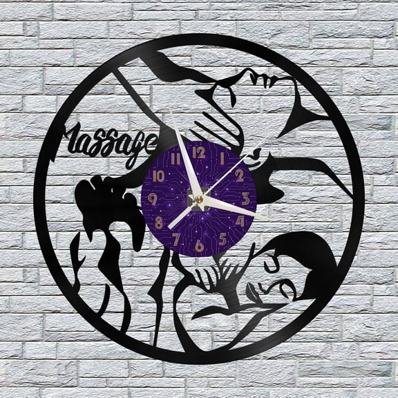 Massage Service Vinyl Wall Clock, Vinyl Record Clock Wall Art Silent & Non-ticking(12 inchs P)