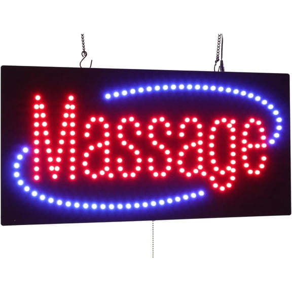 Massage Sign, 24"x12", 60x30cm, TOPKING, LED, Neon, Florescent, Signage, Signboard, Display, Billboard, Screen, Grand Opening, Gift