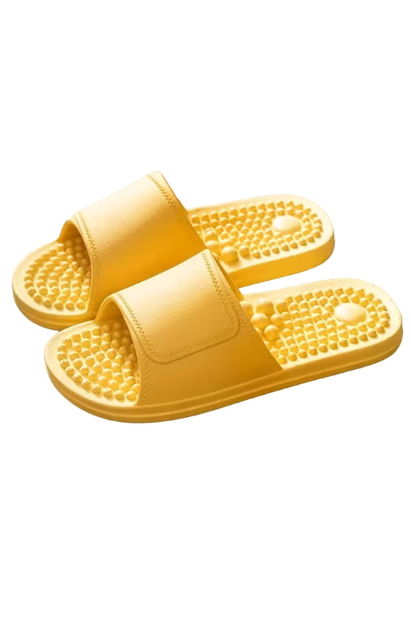 Massage Slippers for Women Men Arch Support Plantar Fasciitis Sliders Nonslip Quick Drying Shower Shoes Lightweight Slip on Sandals Yellow Size 8.5