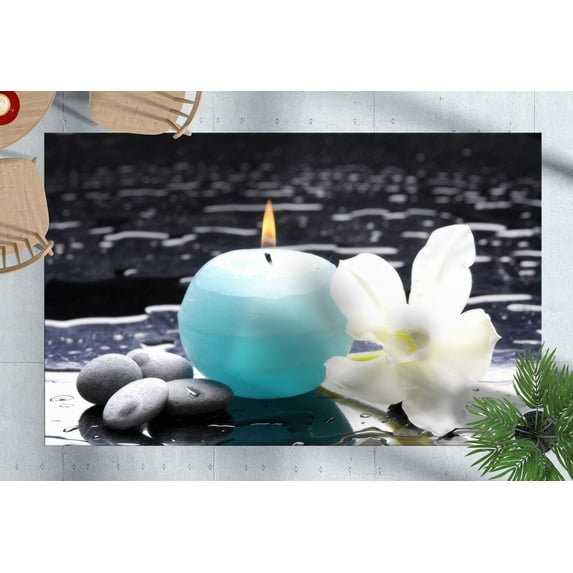 Massage Stones and Candle Rug, Cute Rug, Cool Rug, Modern Rugs Personalized Rug, Colorful Rugs, Spa Rugs, Modern Rugs, Decorative Rug, 2.6'x6.5' - 80x200 cm