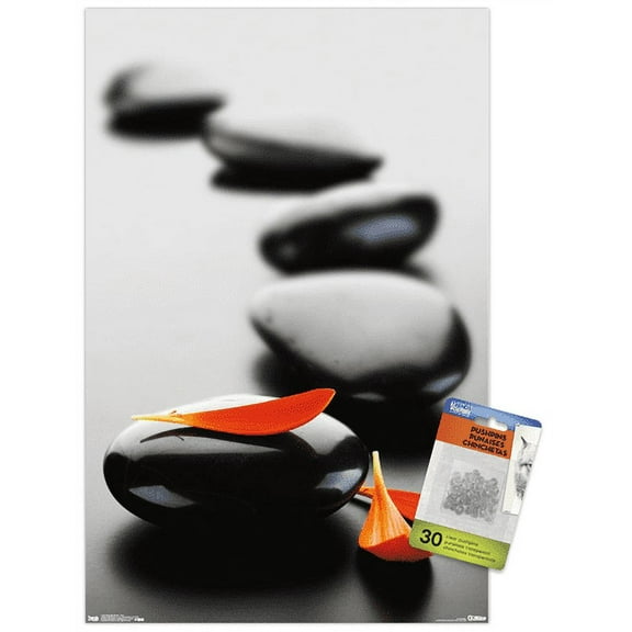 Massage Stones - Red Wall Poster with Push Pins, 14.725" x 22.375"