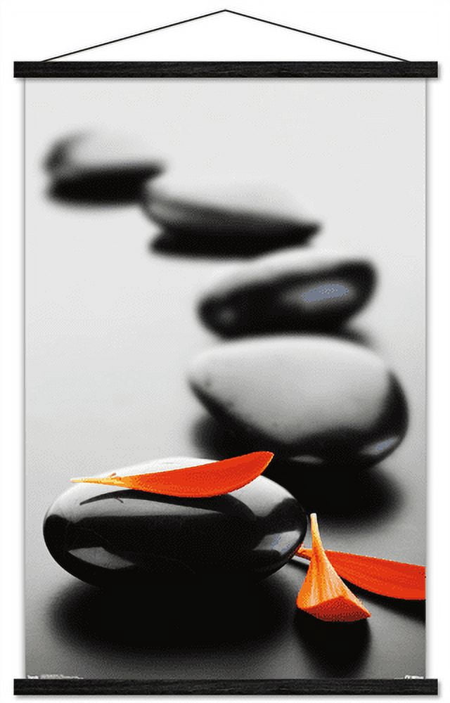 Massage Stones - Red Wall Poster with Wooden Magnetic Frame, 22.375" x 34"
