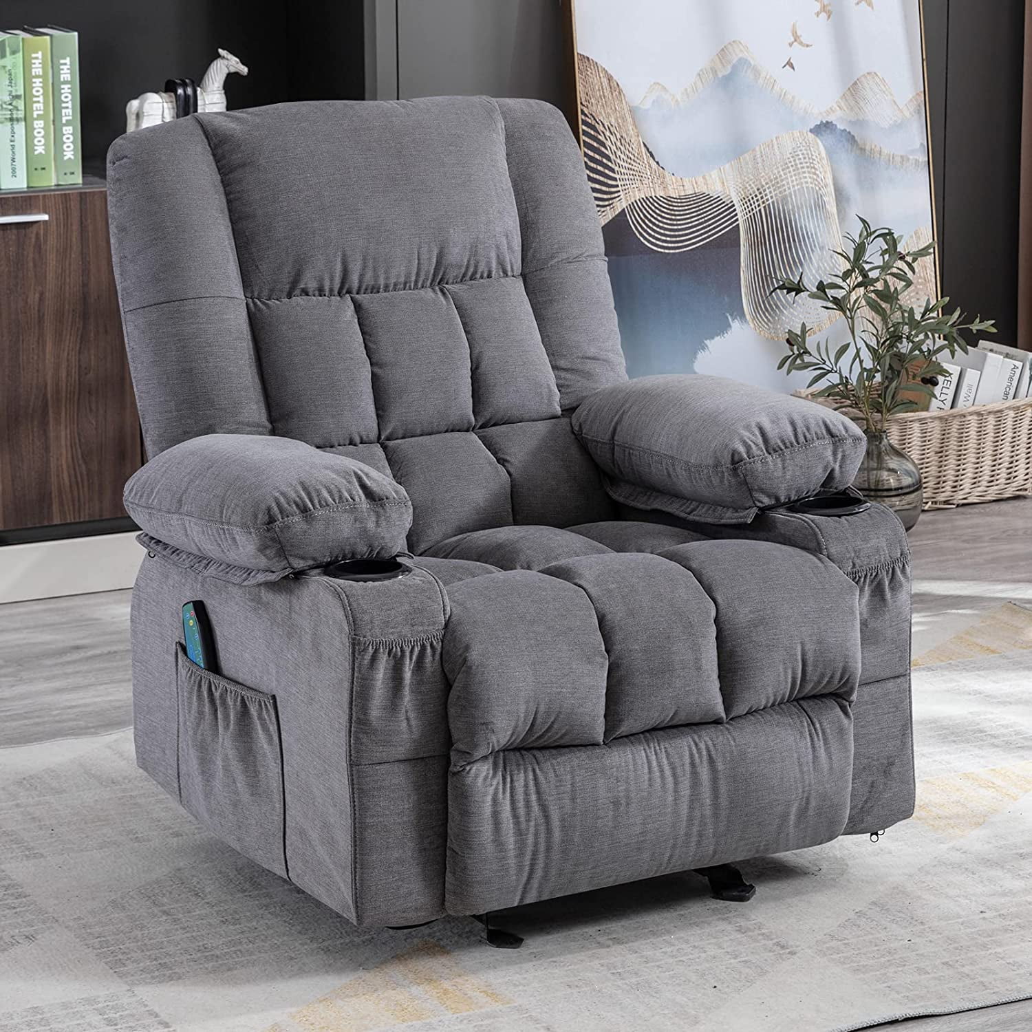 Massage Swivel Rocker Recliner Chair with Vibration Massage and Heat ...