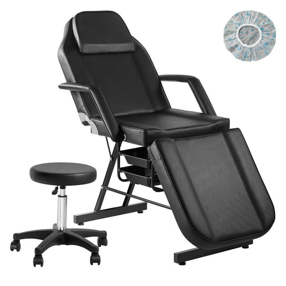 Adjustable Facial Bed with Hydraulic Stool, 73-inch Tattoo Chair Salon Spa Bed