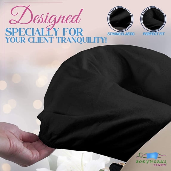 Massage Table Flannel Pillow Face Covers 3 Pieces Pack Black Color