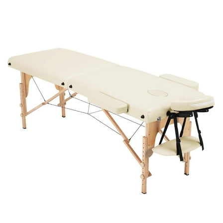 Massage Table Lash Bed Portable Massage Spa Bed Beauty Table Adjustable for Eyelash Tech Physical Therapy Couch, Cream