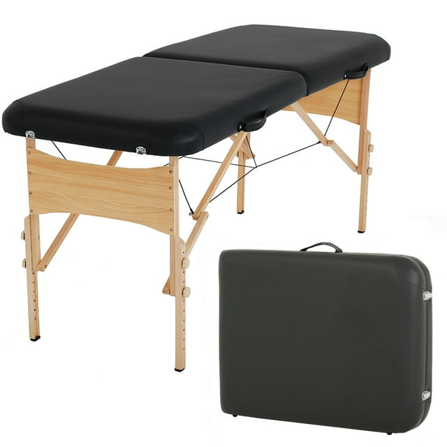 Massage Table Massage Bed Spa Bed 73 Inch Height Adjustable 2 Fold Massage Table W/ Carry Case Portable Salon Bed