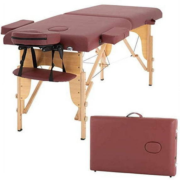 Massage Table Massage Bed Spa Bed 73" Long Portable 2 Folding W/ Carry Case Table Heigh Adjustable Salon Bed Face Cradle Bed