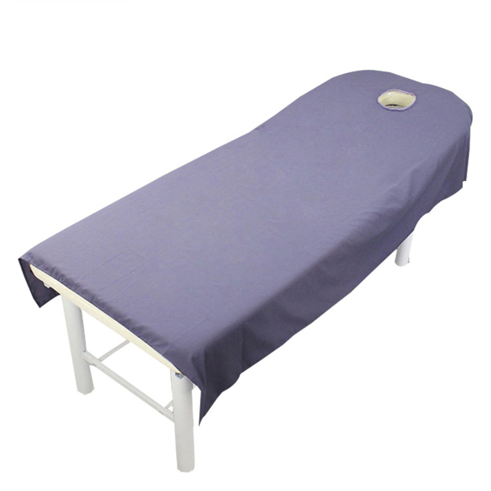 Massage Table Sheet with Face Hole Washable Reusable Massage Table Cover Massage Table Sheet Solid Color Washable Reusable with Face Hole Massage Table Cover for Beauty  Purple 80cmx190cm Opening - image 1 of 8
