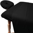 thumbnail image 1 of Massage Table Sheets 3 Piece Set, 100% Cotton & Ideal for Spa’s, Massage Pads and Saloon’s, 400TC 1 Flat Sheet, 1 Fitted Sheet (33" x 73") Deep Pocket 7" Fit, 1 Face Rest Cover - Black Solid, 1 of 5