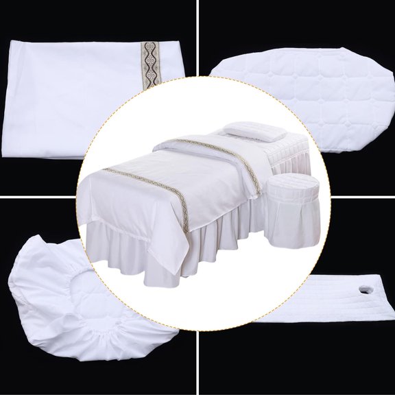 Massage Table Skirt Solid Color Massage Table Sheet Sets Bed Valance Sheet Natural Linen Salon Bed Cover Bedspreads Bedding (1 Set,180x120CM/70.87x47.24Inch)
