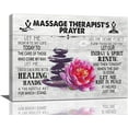 thumbnail image 1 of Massage Therapist Decor Wall Art Rustic Zen Stone Flower Relaxation Pictures Wall Decor Massage Sign Canvas Painting Prints Artwork Decorations Framed for Massage Spa Room Beauty Salon 16"x12", 1 of 6