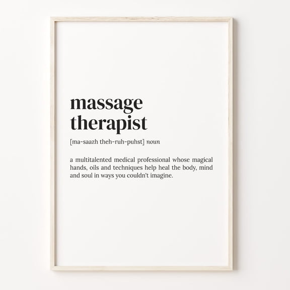 Massage Therapist Definition Wall Art Print, Unframed Paper Poster 8x10in