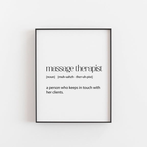 Massage Therapist Definition Wall Art Print, Wellness Studio Typography Decor