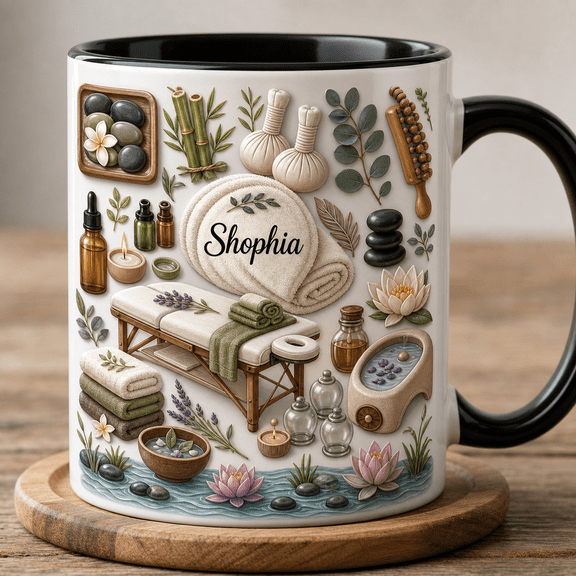 Massage Therapist Mug 2D Printed 3D Effect Personalized Spa Tools Wellness Worker Gift