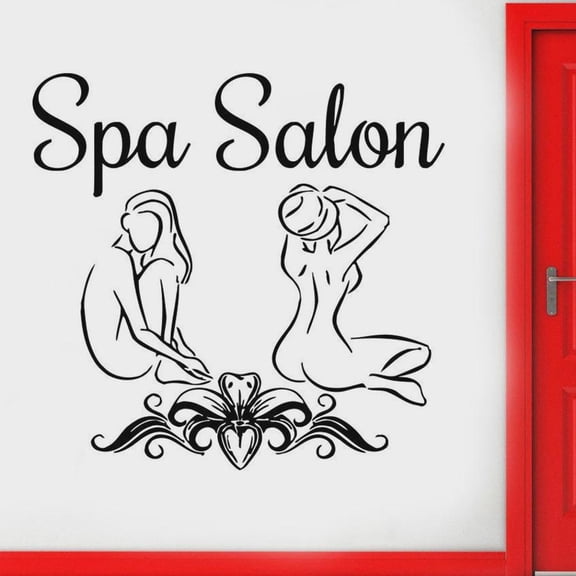 Massage Wall Decal Relax Time Beauty Spa Salon Interior Decor Door Window Vinyl Stickers Flowers Woman Body Art Wallpaper 57x59cm